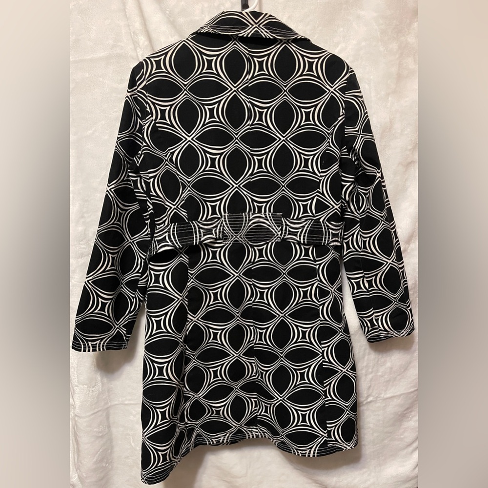 Banana Republic Black and White Geometric Trench Coat W L, Spring/Summer/Fall - Picture 3 of 10